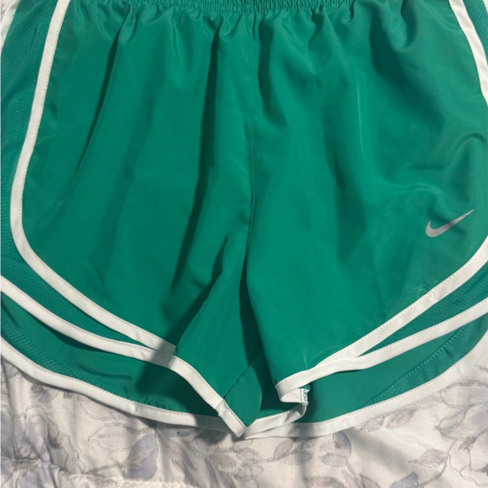 Nike Women's Teal Athletic Shorts with White Accents